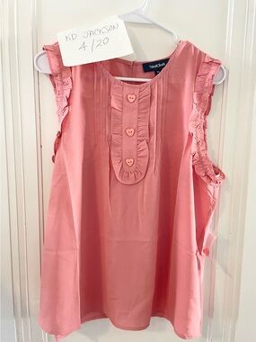 ModCloth Coral Pink Sleeveless Blouse with Ruffle Trim